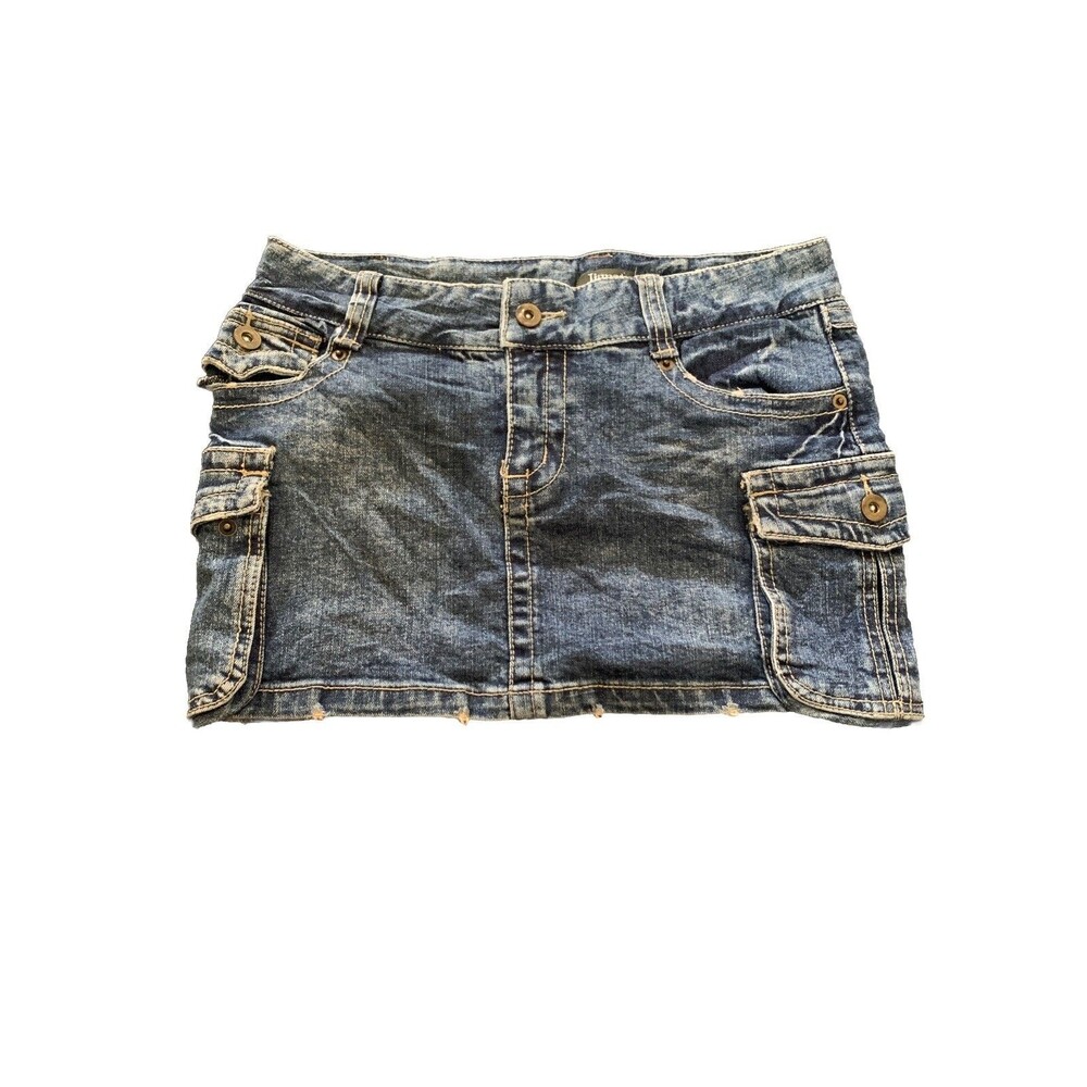 Vintage Y2K Denim Micro Mini Skirt S XS  Low Rise Indie Sleaze Alt Urban Utility